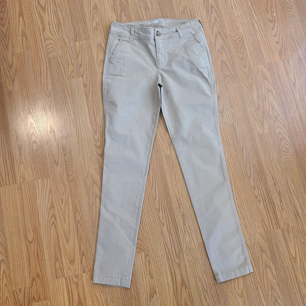 OLD NAVY SKINNY KHAKIS CHINOS FLAT FRONT PANTS STRETCH COTTON sz 6 Long
